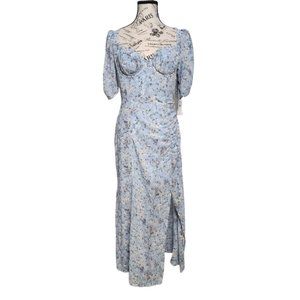 ASTR Women's Blue Floral Front Slit Milkmaid Dress Size M. Worn once